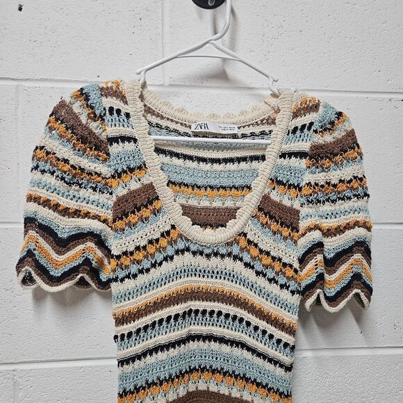 Zara LONG STRIPED KNIT DRESS - Picture 3 of 5